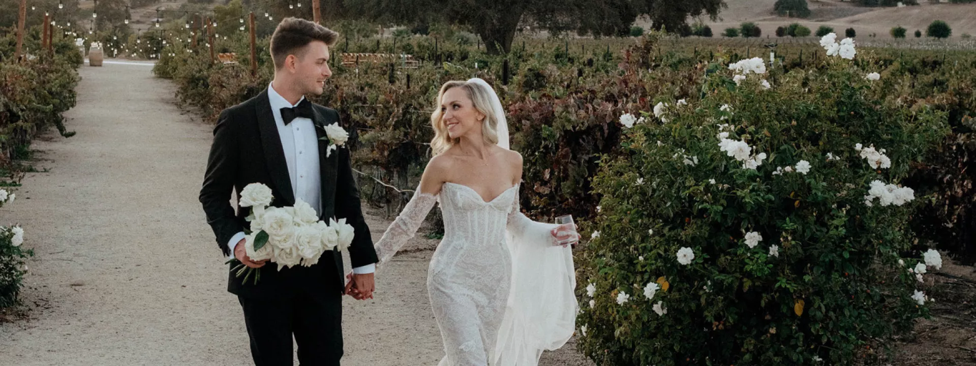 Brittany and Dillon walk the grounds of Cass Winery