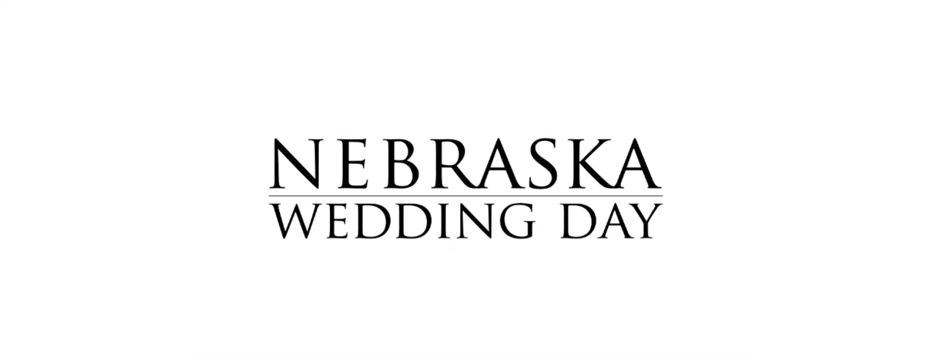 Black Nebraska Wedding Day logo against white backdrop