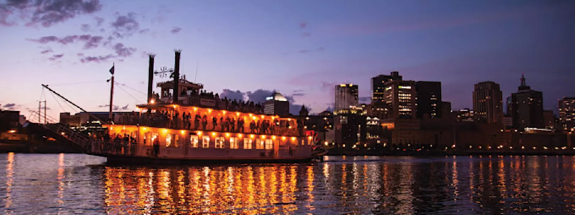 Padelford Riverboats on the Mississippi River with St. Paul Skyline 