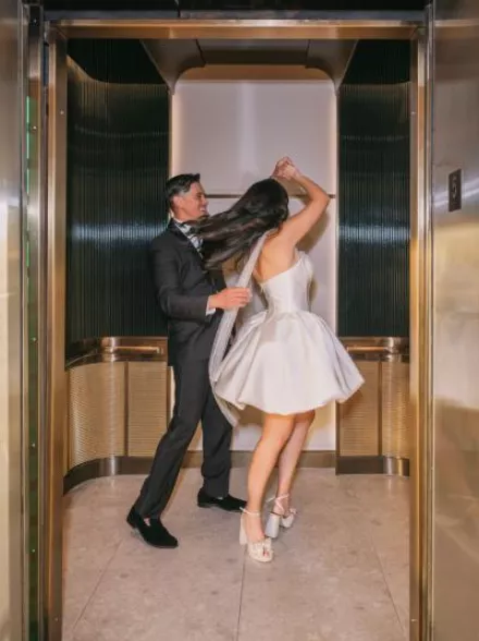 Modern Wedding Portrait in Regent Santa Monica Elevator