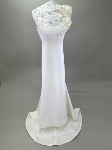 The after results of Margaret's restoration service on a Viktor & Rolf wedding gown