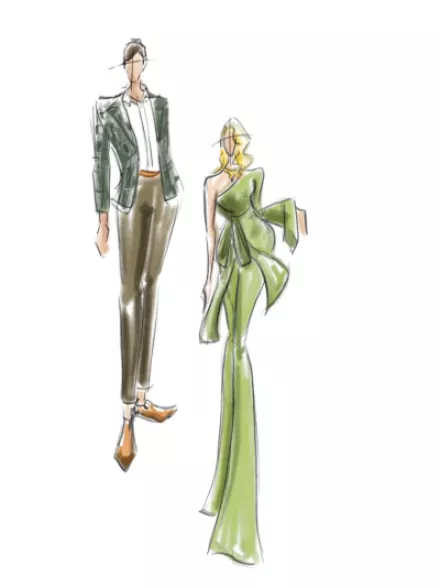 Fashion Illustrations for semi-formal wedding wear by Brush & Bowtie